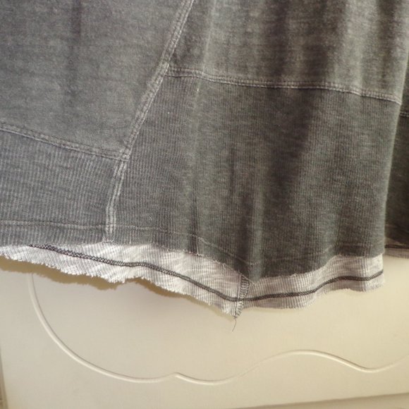 Lula B V-Neck Hi-Lo Heather Burn Out Tunic M Short Raglan Sleeves - Picture 6 of 16